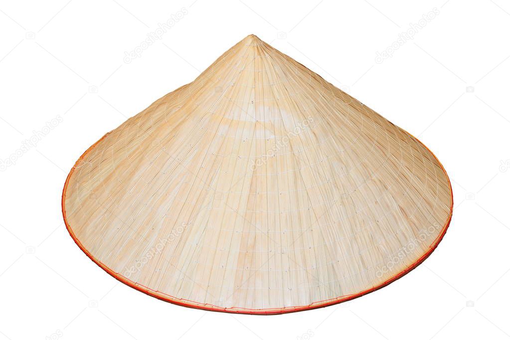 asian bamboo hat over white