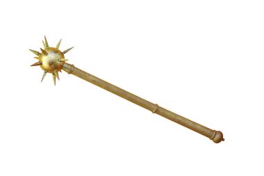 ancient metallic mace over white clipart