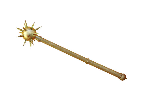 ancient metallic mace over white