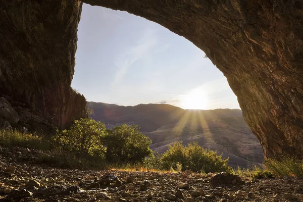 Vista Del Atardecer Desde Cueva Estudiantes Las Montañas Trascau —  Fotos de Stock