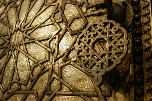 Detail van een gouden deur in Fez Koninklijk Paleis, Marokko Stockfoto