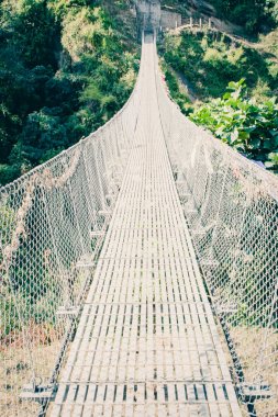 Bangladeş köprüde Annapurna temel kamp Trek, Nepal