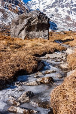 Donmuş akışta Annapurna Base Camp Trek, Nepal
