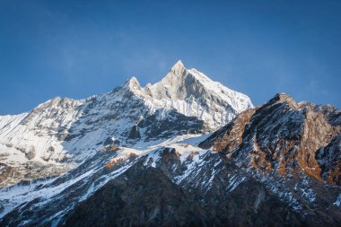 Machapuchare, görünüm üzerinde Annapurna temel kamp Trek, Nepal