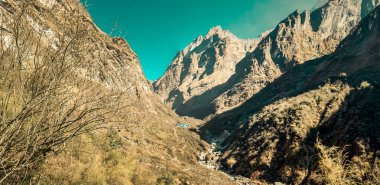 Machapuchare, görünüm üzerinde Annapurna temel kamp Trek, Nepal