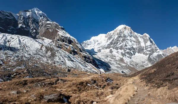 Pohled na východ slunce Annapurna Base Camp, Nepál — Stock fotografie