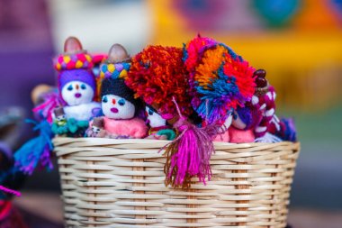 Colorful handcrafts at the San Juan Chamula street market, Chiapas, Mexico. clipart