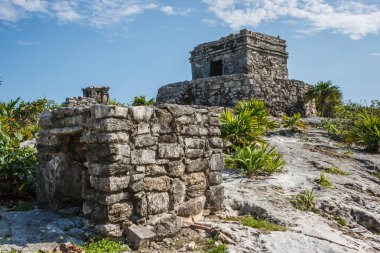 Antik Maya harabelerini Tulum arkeolojik alanında, Quintana Roo, Meksika.