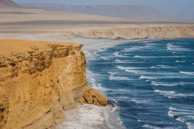 Cliff büyük okyanus. Paracas, Peru