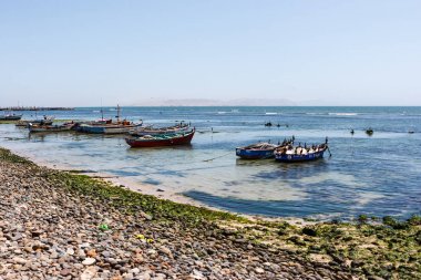 Fishermen boats in Paracas, Peru clipart