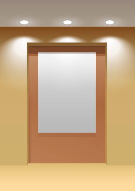 Showroom paneli. İç duvara asılı dikey poster. 