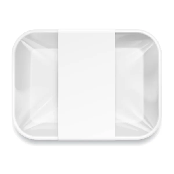 Λευκό δίσκος συγκέντρωσης ψίχουλων Styrofoam πακέτο. — Διανυσματικό Αρχείο
