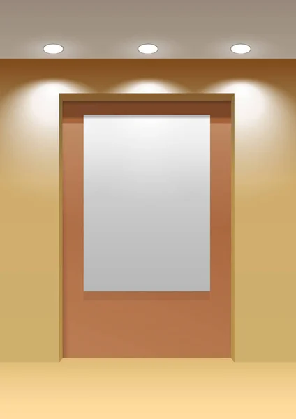 Panneau d'exposition. Affiche verticale accrochée au mur à l'intérieur . — Image vectorielle