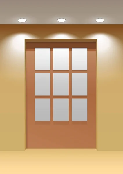 Panel de Showroom. Cartel vertical colgado en la pared en el interior . — Vector de stock