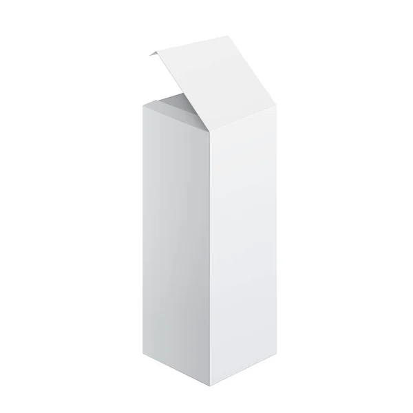 Cool gerçekçi beyaz paketi karton kutu açıldı. — Stok Vektör