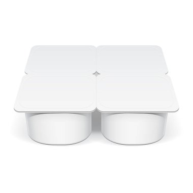 Yoğurt için gerçekçi beyaz plastik konteyner,