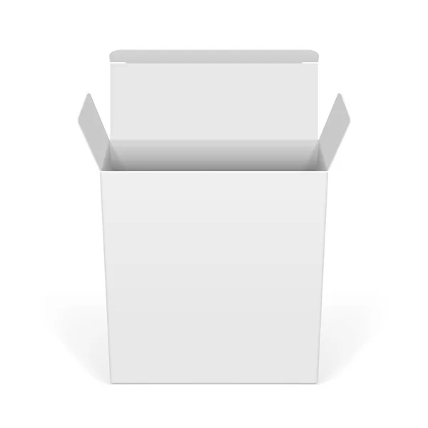 Caixa de pacote branco aberta. Para dispositivos electrónicos — Vetor de Stock