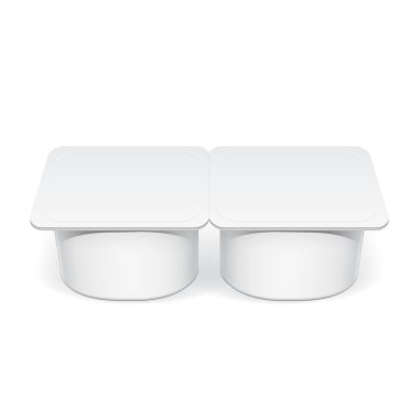 Yoğurt için gerçekçi beyaz plastik konteyner,