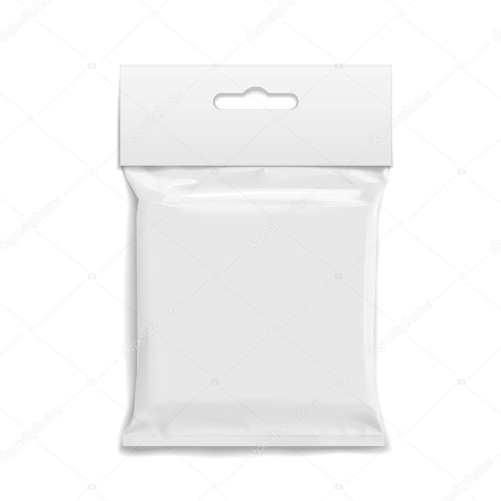 White realistic Polyethylene bag with Hang Slot.