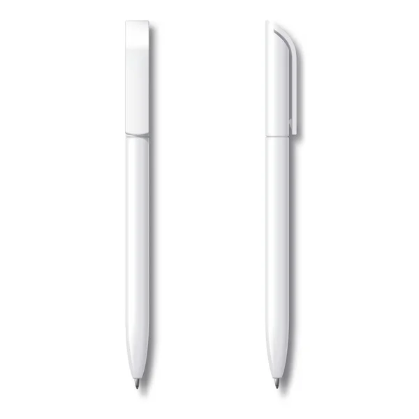 Біла реалістична набір ручка . — стоковий вектор