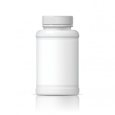 Serin gerçekçi beyaz plastik şişe.