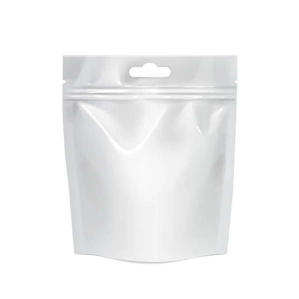 White realistic Polyethylene bag with Hang Slot. — Stock Vector