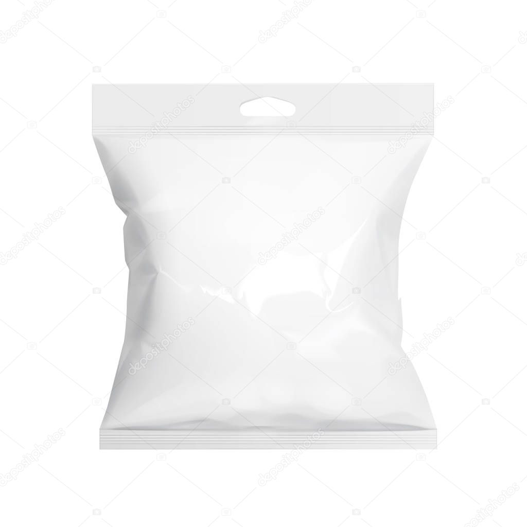 White realistic Polyethylene bag with Hang Slot.