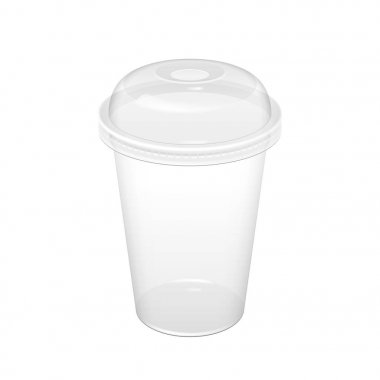 Gerçekçi şeffaf tek kullanımlık plastik bardak