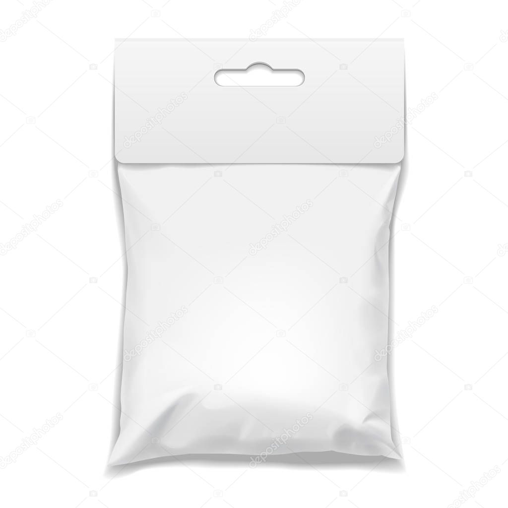 White realistic Polyethylene bag with Hang Slot.