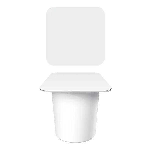 Réaliste Conteneur en plastique blanc pour yaourt , — Image vectorielle