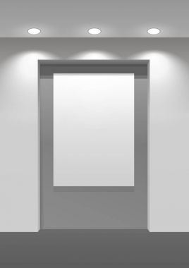 Showroom paneli. Yatay poster duvarda asılı