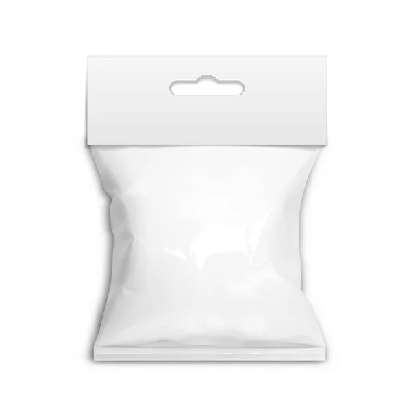 Beyaz gerçekçi polietilen torba asmak yuvalı. — Stok Vektör