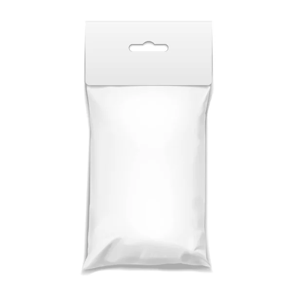 Λευκό ρεαλιστική σακούλα από πολυαιθυλένιο με κρεμάσει υποδοχή. — Διανυσματικό Αρχείο