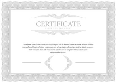 Sertifika. Şablon diploması para birimi kenarlık.