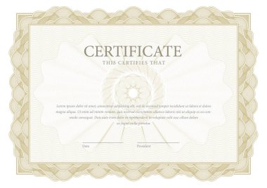 Sertifika. Şablon diploması para birimi kenarlık.