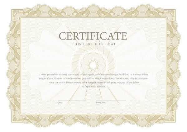 Certificate. Template diploma currency border.