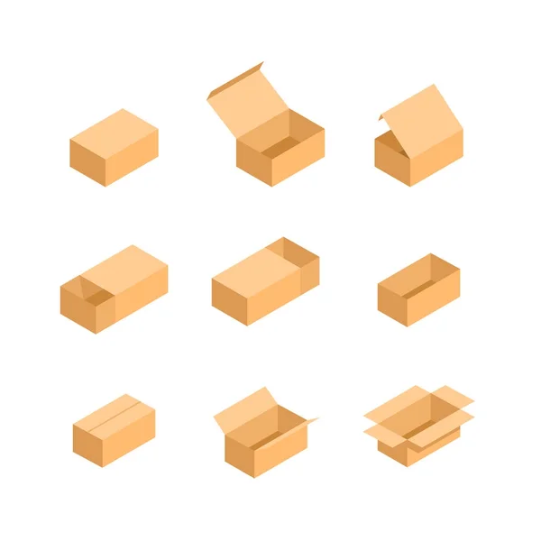 Verpackungsbox. Isometrische Mengenbilder — Stockvektor