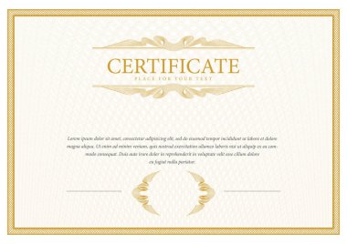 Sertifika. Şablon diploması para birimi kenarlık.