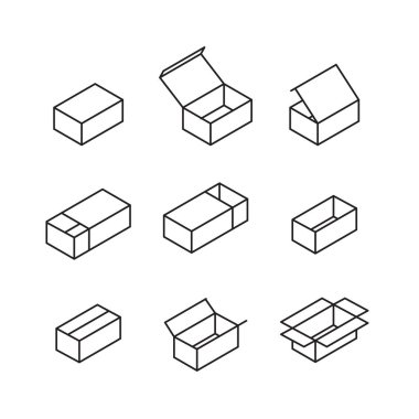 kutusunu işaretler. Icon set satır. Vektör çizim.