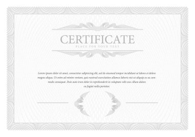 Sertifika. Şablon diploması para birimi kenarlık.