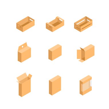 ambalaj kutusu. İzometrik görüntüler ayarlamak