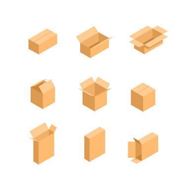ambalaj kutusu. İzometrik görüntüler ayarlamak