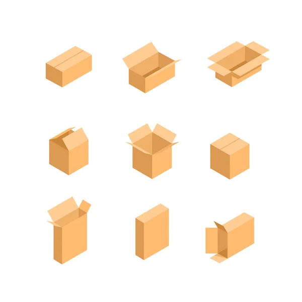 Verpackungsbox. Isometrische Mengenbilder — Stockvektor