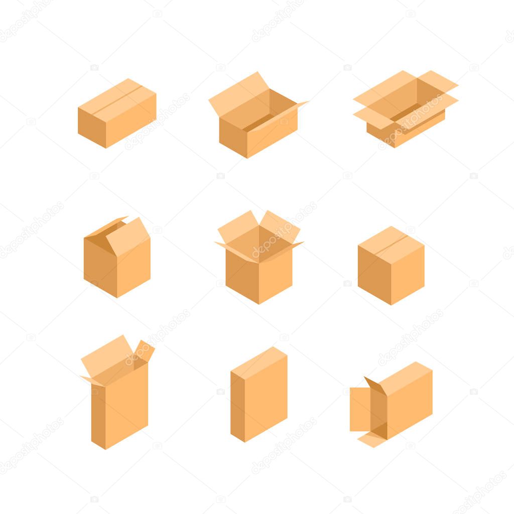 packaging box. Isometric set images