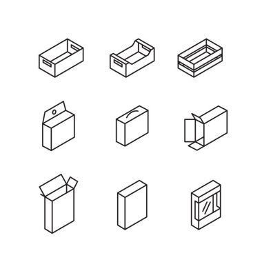 kutusunu işaretler. Icon set satır. Vektör çizim.