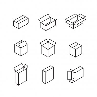 kutusunu işaretler. Icon set satır. Vektör çizim.