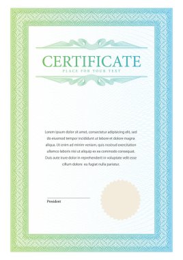 Sertifika. Şablon diploması para birimi kenarlık.