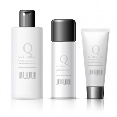 Gerçekçi kozmetik şişe kümesi