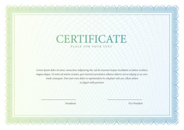 Sertifika. Şablon diploması para birimi kenarlık.
