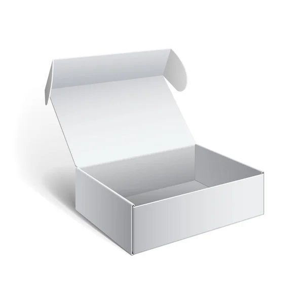 現実的な白いパッケージの段ボール箱 — ストックベクタ